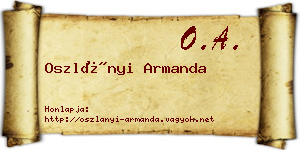 Oszlányi Armanda névjegykártya